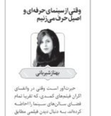 وقتی از سینمای حرفه ای و اصیل حرف می زنیم